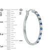 Thumbnail Image 1 of Alternating Lab-Created Blue and White Sapphire Hoop Earrings in Sterling Silver