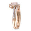 Thumbnail Image 2 of Pear-Shaped Morganite and 0.33 CT. T.W. Diamond Frame Bridal Set in 10K Rose Gold