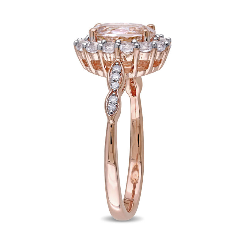 Dainty Oval Cut Pink Morganite Engagement Ring 14k Rose Gold 3