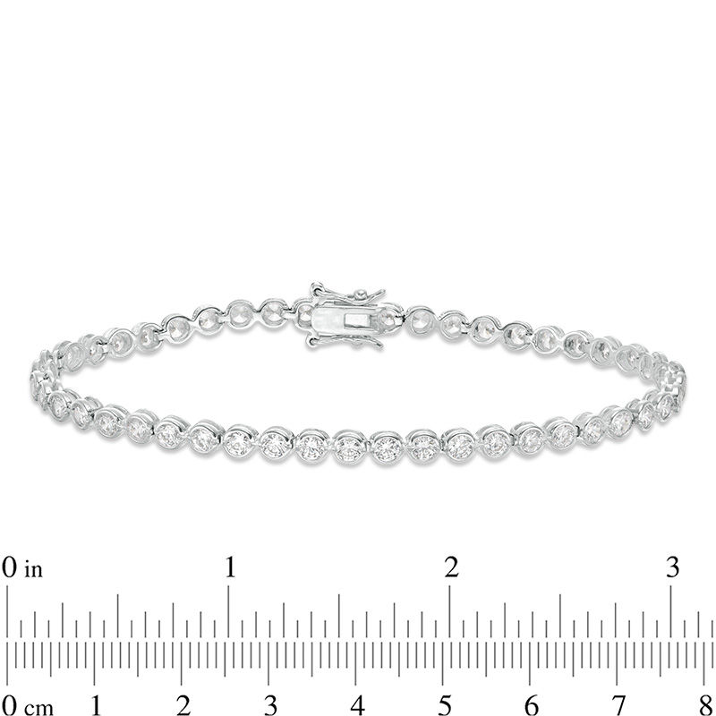 Main Image 3 of Lab-Created White Sapphire Bezel-Set Tennis Bracelet in Sterling Silver - 7.25"
