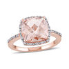 Thumbnail Image 0 of 10.0mm Cushion-Cut Morganite and 0.10 CT. T.W. Diamond Frame Engagement Ring in 14K Rose Gold
