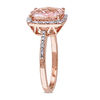 Thumbnail Image 1 of 10.0mm Cushion-Cut Morganite and 0.10 CT. T.W. Diamond Frame Engagement Ring in 14K Rose Gold