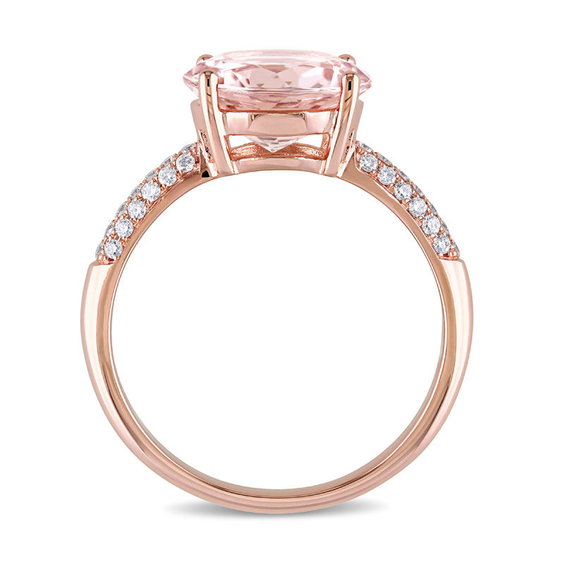 10.0mm Morganite and 0.19 CT. T.W. Diamond Engagement Ring in 14K Rose Gold