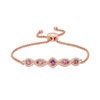 Multi-Shaped Amethyst and Lab-Created White Sapphire Bolo Bracelet in Sterling Silver with 18K Rose Gold Plate - 9.0"