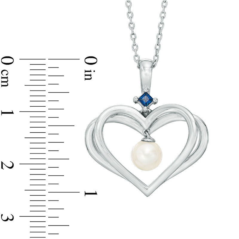 The Kindred Heart from Vera Wang Love Collection Cultured Freshwater Pearl and Sapphire Pendant in Sterling Silver