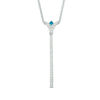 Vera Wang Love Collection 0.18 CT. T.W. Diamond and Princess-Cut Blue Sapphire "V" Drop Necklace in Sterling Silver