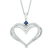 Thumbnail Image 0 of The Kindred Heart from Vera Wang Love Collection 0.30 CT. T.W. Diamond and Blue Sapphire Pendant in 14K White Gold - 19"