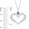 The Kindred Heart from Vera Wang Love Collection 0.30 CT. T.W. Diamond and Blue Sapphire Pendant in 14K White Gold - 19"