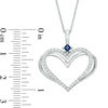 Thumbnail Image 2 of The Kindred Heart from Vera Wang Love Collection 0.30 CT. T.W. Diamond and Blue Sapphire Pendant in 14K White Gold - 19"