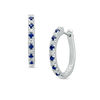 Thumbnail Image 0 of Vera Wang Love Collection 0.12 CT. T.W. Diamond and Blue Sapphire Alternating Hoop Earrings in Sterling Silver