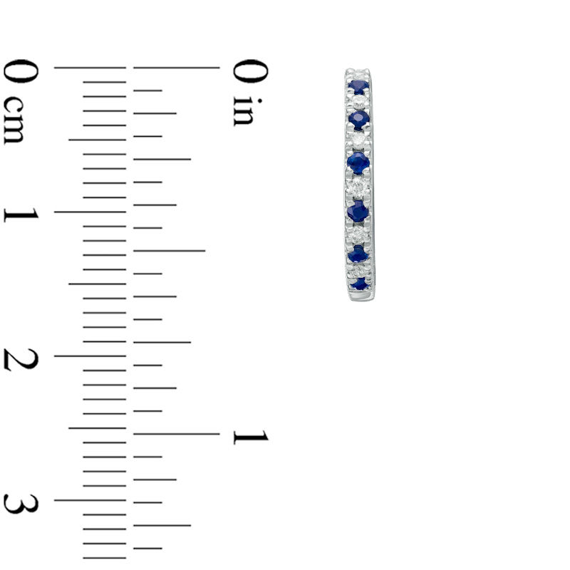 Main Image 2 of Vera Wang Love Collection 0.12 CT. T.W. Diamond and Blue Sapphire Alternating Hoop Earrings in Sterling Silver