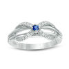 Thumbnail Image 1 of Vera Wang Love Collection 0.15 CT. T.W. Diamond and Blue Sapphire Infinity Ring in Sterling Silver
