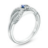 Thumbnail Image 1 of Vera Wang Love Collection 0.15 CT. T.W. Diamond and Blue Sapphire Infinity Ring in Sterling Silver
