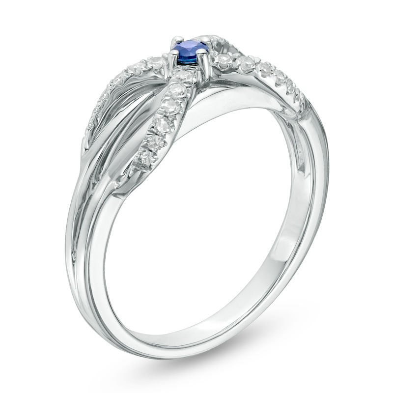 Main Image 2 of Vera Wang Love Collection 0.15 CT. T.W. Diamond and Blue Sapphire Infinity Ring in Sterling Silver