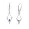 Thumbnail Image 1 of Vera Wang Love Collection 0.15 CT. T.W. Diamond and Blue Sapphire Chevron Drop Earrings in Sterling Silver