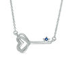 Thumbnail Image 0 of Vera Wang Love Collection 0.05 CT. T.W. Diamond and Blue Sapphire Heart-Top Key Necklace in Sterling Silver - 19"