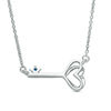 Thumbnail Image 1 of Vera Wang Love Collection 0.05 CT. T.W. Diamond and Blue Sapphire Heart-Top Key Necklace in Sterling Silver - 19"