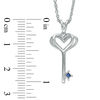 Thumbnail Image 2 of Vera Wang Love Collection Princess-Cut Blue Sapphire Heart-Top Key Pendant in Sterling Silver - 19"