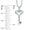 Vera Wang Love Collection Princess-Cut Blue Sapphire Heart-Top Key Pendant in Sterling Silver - 19"