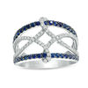 Thumbnail Image 0 of Vera Wang Love Collection 0.30 CT. T.W. Diamond and Blue Sapphire Open Twist Ring in Sterling Silver