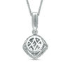 Vera Wang Love Collection 0.38 CT. T.W. Diamond and Blue Sapphire Tilted Double Frame Pendant in 14K White Gold - 19"
