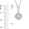 Vera Wang Love Collection 0.38 CT. T.W. Diamond and Blue Sapphire Tilted Double Frame Pendant in 14K White Gold - 19"