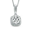 Thumbnail Image 1 of Vera Wang Love Collection 0.38 CT. T.W. Diamond and Blue Sapphire Double Cushion Frame Pendant in 14K White Gold - 19"