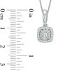 Thumbnail Image 2 of Vera Wang Love Collection 0.38 CT. T.W. Diamond and Blue Sapphire Double Cushion Frame Pendant in 14K White Gold - 19"