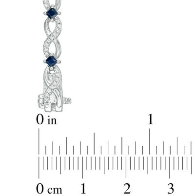 Vera Wang Love Collection 0.58 CT. T.W. Diamond and Blue Sapphire Infinity Bracelet in Sterling Silver - 7.5"