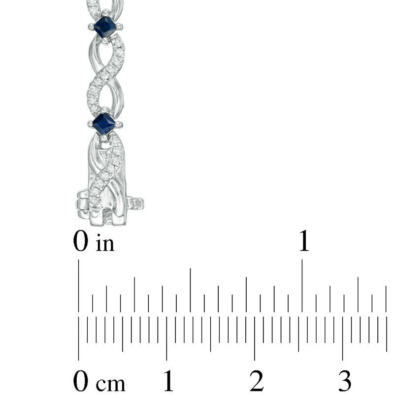 Vera Wang Love Collection 0.58 CT. T.W. Diamond and Blue Sapphire Infinity Bracelet in Sterling Silver - 7.5"