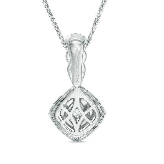 Vera Wang Love Collection 0.38 CT. T.W. Diamond and Blue Sapphire Double Frame Pendant in 14K White Gold - 19"