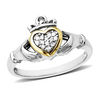 Thumbnail Image 0 of Diamond Accent Claddagh Ring in Sterling Silver and 14K Gold - Size 7