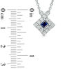 Thumbnail Image 2 of Vera Wang Love Collection Blue Sapphire and 0.23 CT. T.W. Diamond Frame Necklace in Sterling Silver - 19"