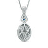 Vera Wang Love Collection 0.45 CT. T.W. Diamond and Blue Sapphire Oval Frame Pendant in 14K White Gold - 19"