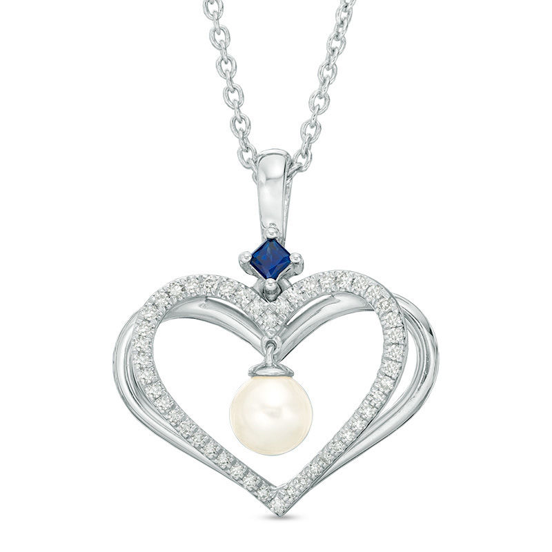 The Kindred Heart from Vera Wang Love Collection Cultured Freshwater Pearl and Diamond Pendant in Sterling Silver|Peoples Jewellers