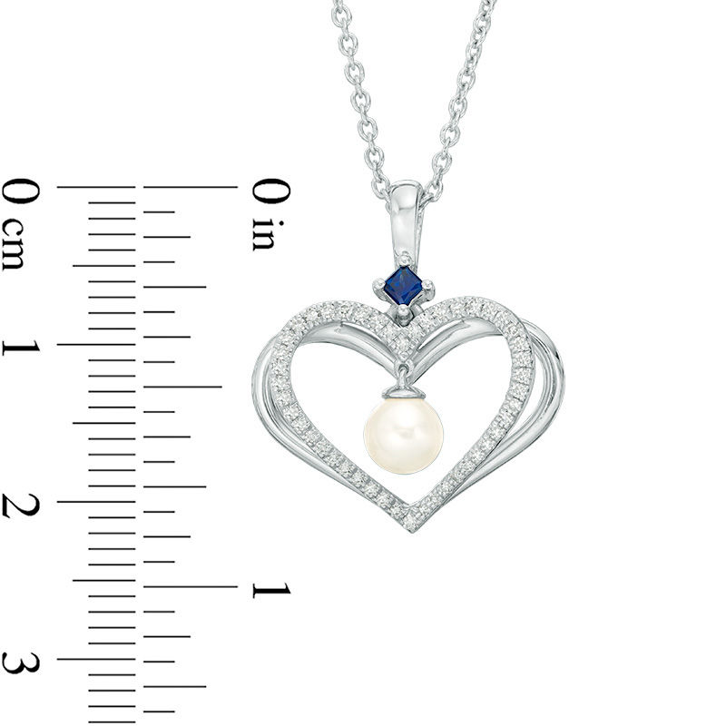 The Kindred Heart from Vera Wang Love Collection Cultured Freshwater Pearl and Diamond Pendant in Sterling Silver