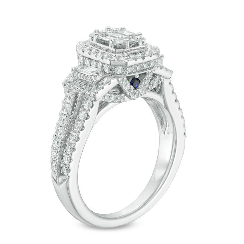 Vera Wang Love Collection 1.18 CT. T.W. Composite Diamond Octagonal Frame Engagement Ring 14K White Gold
