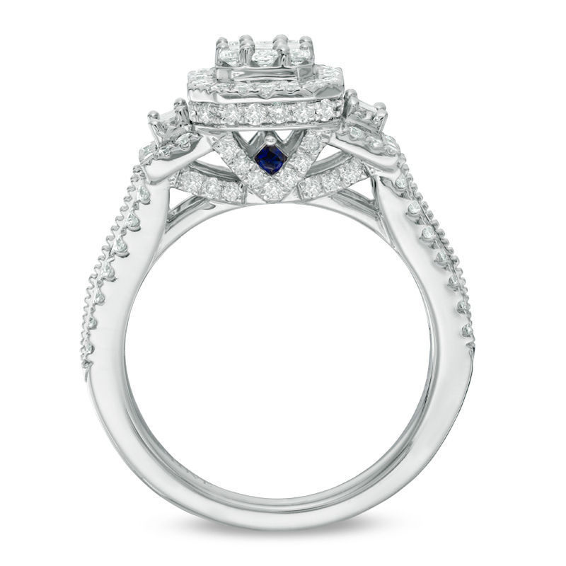 Vera Wang Love Collection 1.18 CT. T.W. Composite Diamond Octagonal Frame Engagement Ring in 14K White Gold