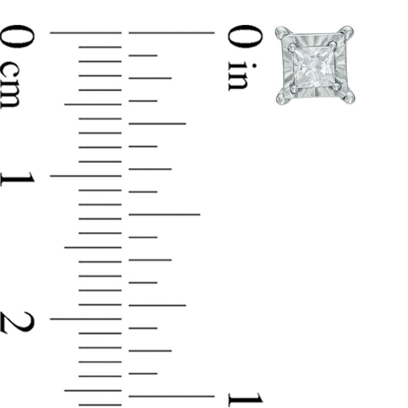 Main Image 2 of 0.25 CT. T.W. Princess-Cut Diamond Solitaire Stud Earrings in 10K White Gold