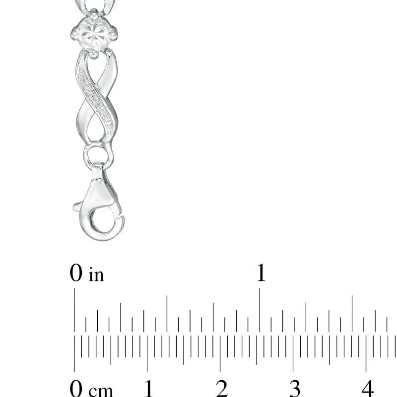 Main Image 2 of Lab-Created White Sapphire and 0.15 CT. T.W. Diamond Infinity Bracelet in Sterling Silver - 7.25&quot;