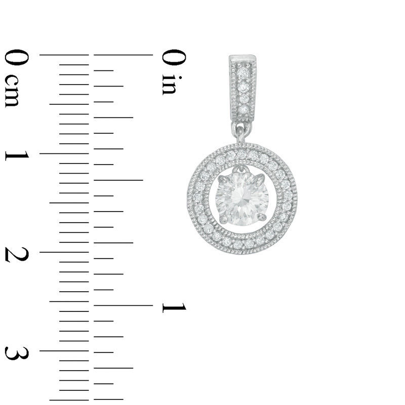 Main Image 2 of 5.5mm Lab-Created White Sapphire Vintage-Style Frame Drop Earrings in Sterling Silver