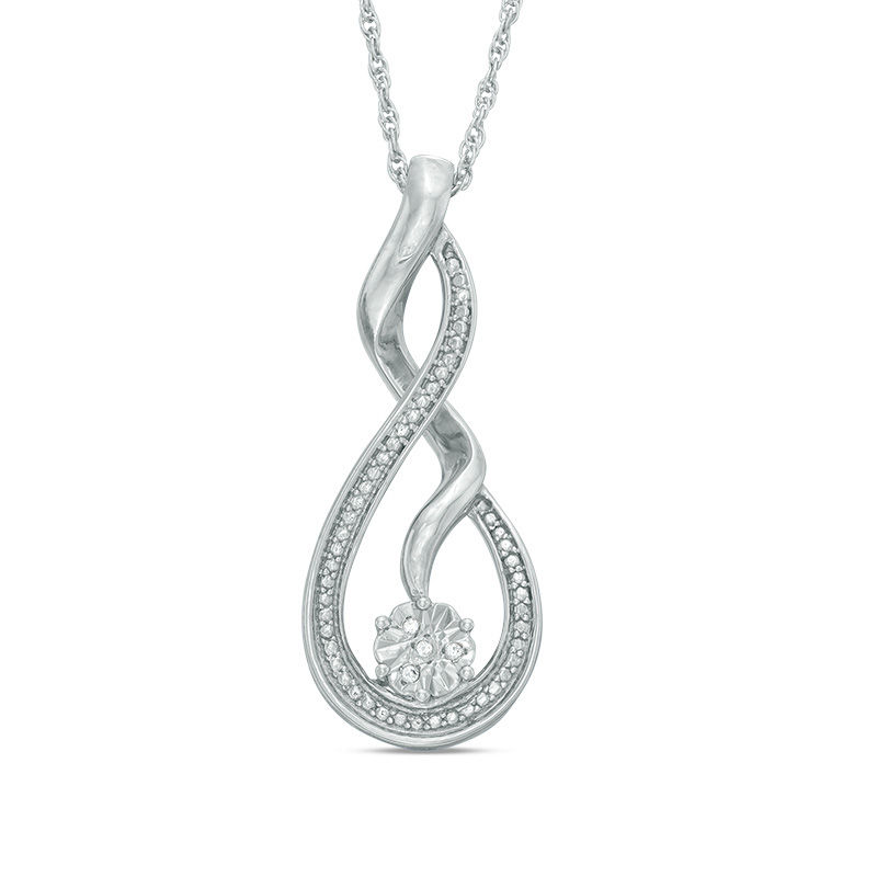 Diamond Accent Twist Pendant in Sterling Silver