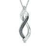 Enhanced Black and White Diamond Accent Twist Flame Pendant in Sterling Silver