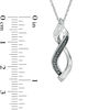 Enhanced Black and White Diamond Accent Twist Flame Pendant in Sterling Silver