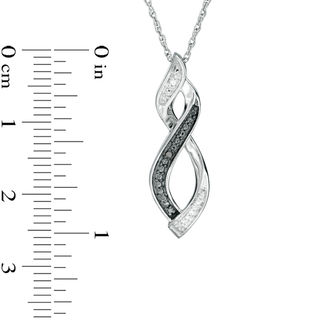 Enhanced Black and White Diamond Accent Twist Flame Pendant in Sterling Silver