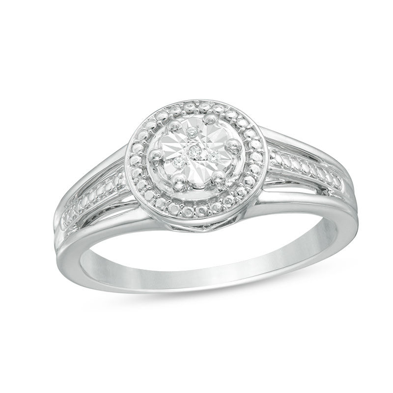 Diamond Accent Frame Split Shank Ring in Sterling Silver|Peoples Jewellers