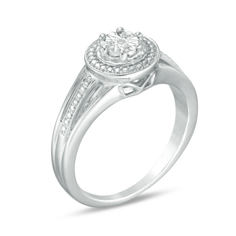 Diamond Accent Frame Split Shank Ring in Sterling Silver|Peoples Jewellers