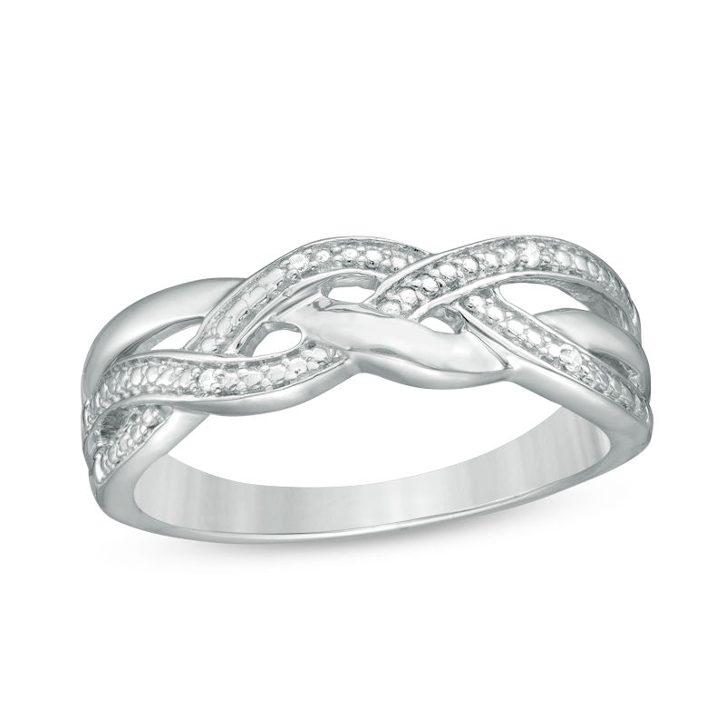 Diamond Accent Braid Ring in Sterling Silver