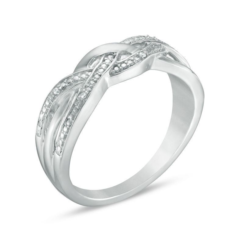 Diamond Accent Braid Ring in Sterling Silver