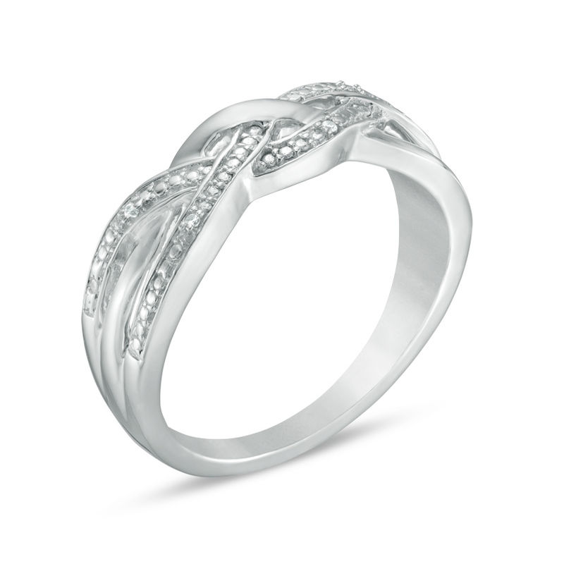 Main Image 2 of Diamond Accent Braid Ring in Sterling Silver